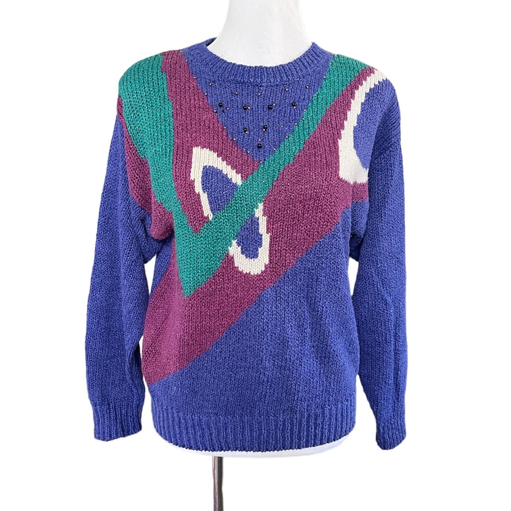 Vintage 80’s geometric color block sweater
